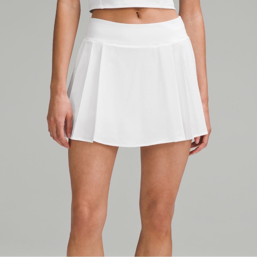 Lululemon Side Pleat High Rise Tennis Skirt in White